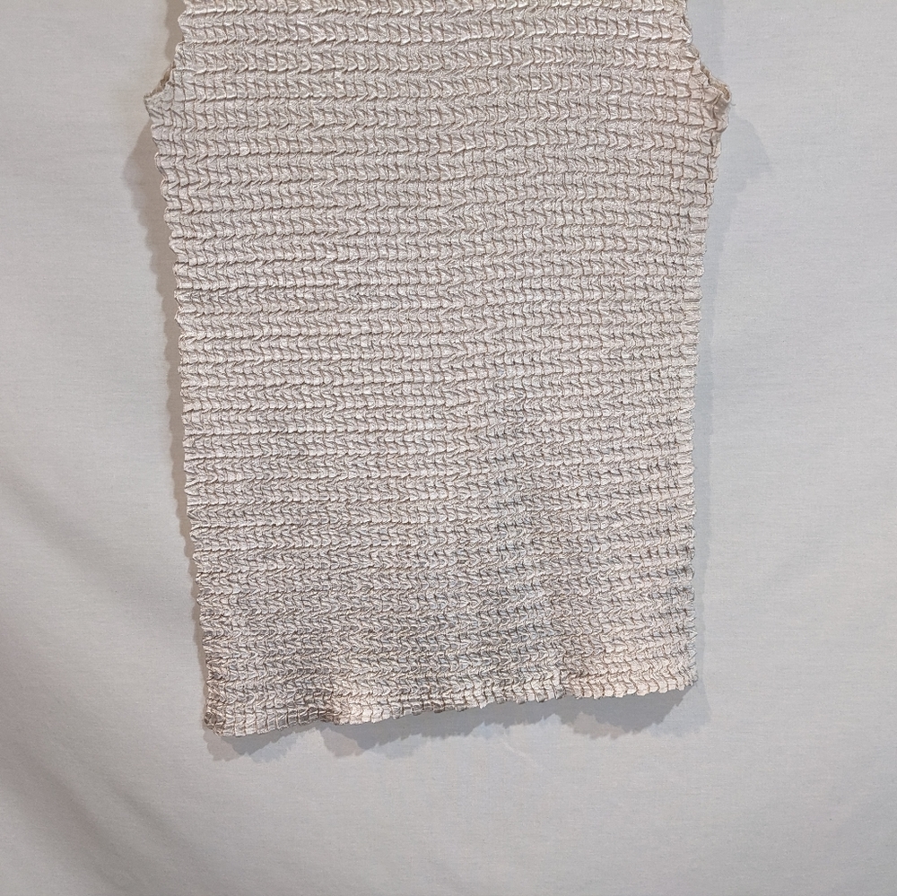 Vintage Nicola Satin Champagne Textured Bubble Tank Size M - Picture 2 of 8
